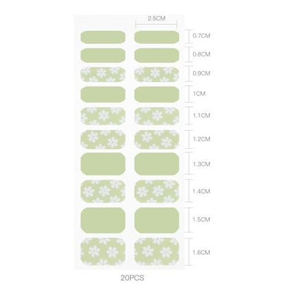 JMEOWIO Gel Nail Stickers White Flower Light Green Semi Cured Gel Nail Strips Wraps UV/LED Nails Art Design Decoration Accessories Avelisse