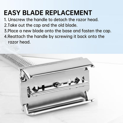 Van Der Hagen Compatible Double Edge Safety Razor Blades – 30 Pack Stainless Steel Replacement Refills for Men's Safety and Straight Razors