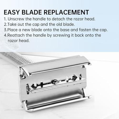 Van Der Hagen Compatible Double Edge Safety Razor Blades – 30 Pack Stainless Steel Replacement Refills for Men's Safety and Straight Razors - görsel 12