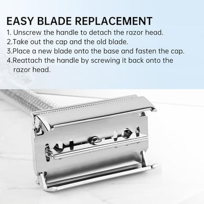 Van Der Hagen Compatible Double Edge Safety Razor Blades – 30 Pack Stainless Steel Replacement Refills for Men's Safety and Straight Razors