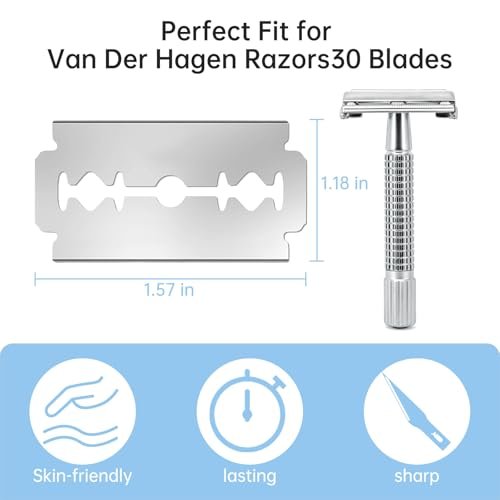 Van Der Hagen Compatible Double Edge Safety Razor Blades – 30 Pack Stainless Steel Replacement Refills for Men's Safety and Straight Razors - görsel 4