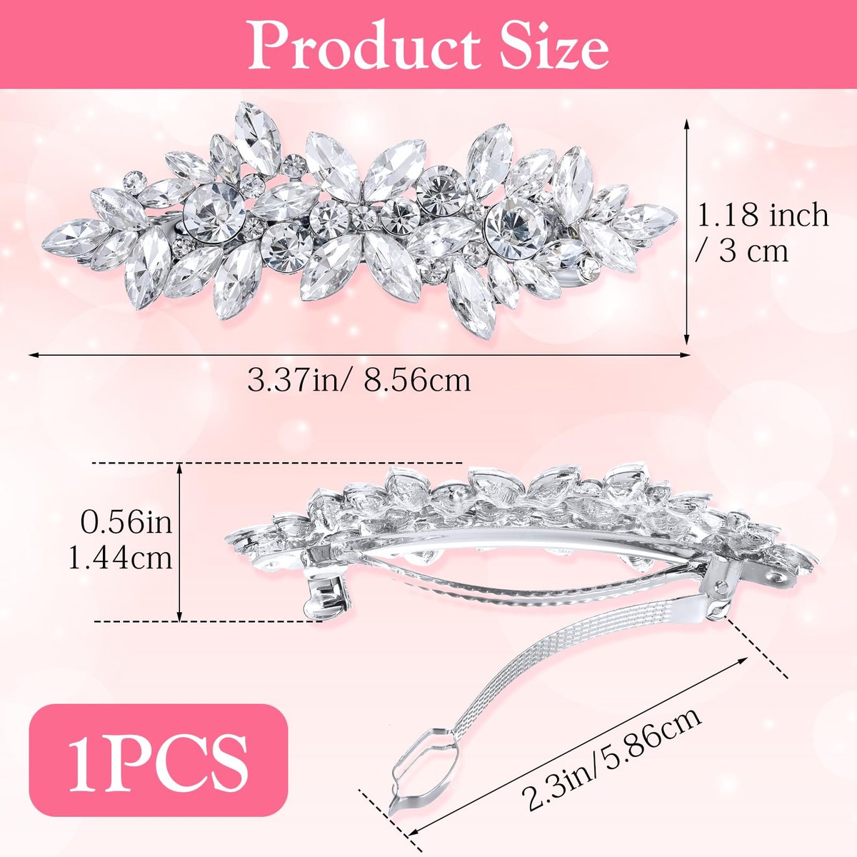 Sparkly Silver Rhinestone Hair Clips for Women - Crystal Flower Barrettes for Wedding, Prom & Special Occasions - görsel 4
