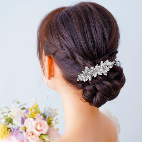 Sparkly Silver Rhinestone Hair Clips for Women - Crystal Flower Barrettes for Wedding, Prom & Special Occasions - görsel 11