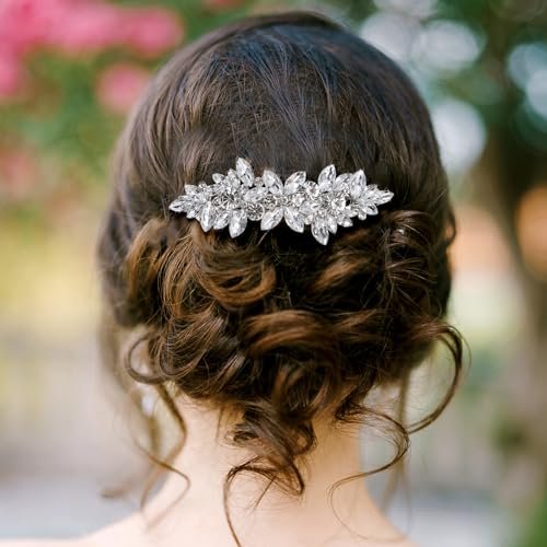 Sparkly Silver Rhinestone Hair Clips for Women - Crystal Flower Barrettes for Wedding, Prom & Special Occasions - görsel 7