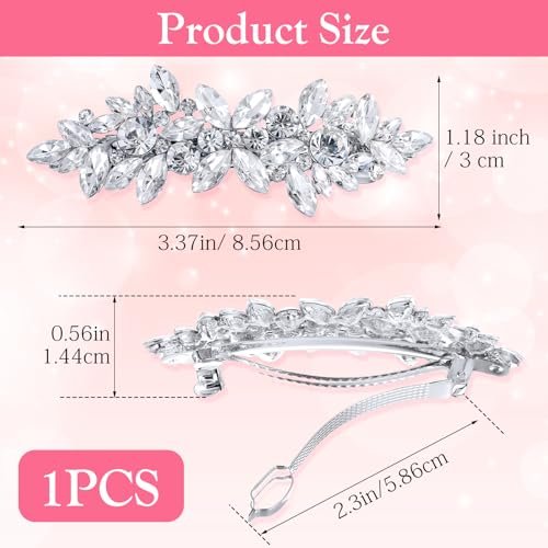 Sparkly Silver Rhinestone Hair Clips for Women - Crystal Flower Barrettes for Wedding, Prom & Special Occasions - görsel 3