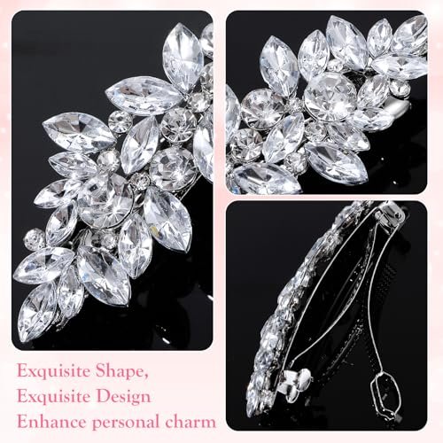 Sparkly Silver Rhinestone Hair Clips for Women - Crystal Flower Barrettes for Wedding, Prom & Special Occasions - görsel 5
