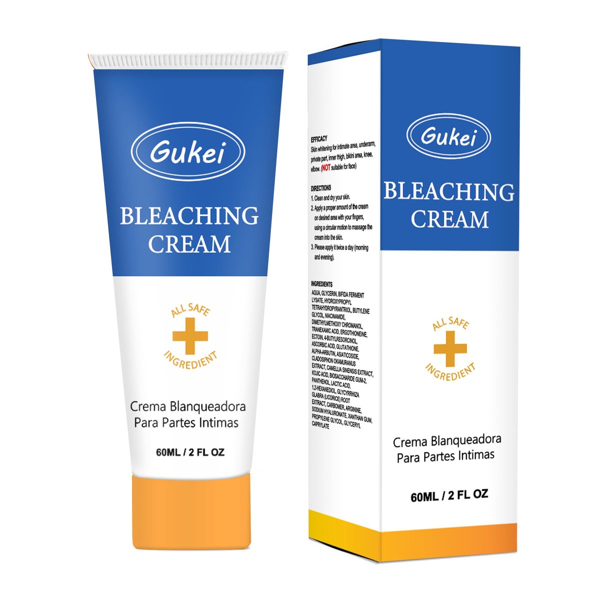 Gukei Skin Whitening Cream for Intimate Areas, Body, Underarm, Knees, Elbows, Inner Thigh, Bikini Line - Dark Spot Remover & Lightening Cream for Private Parts, 60ml (2 Fl Oz) - görsel 1