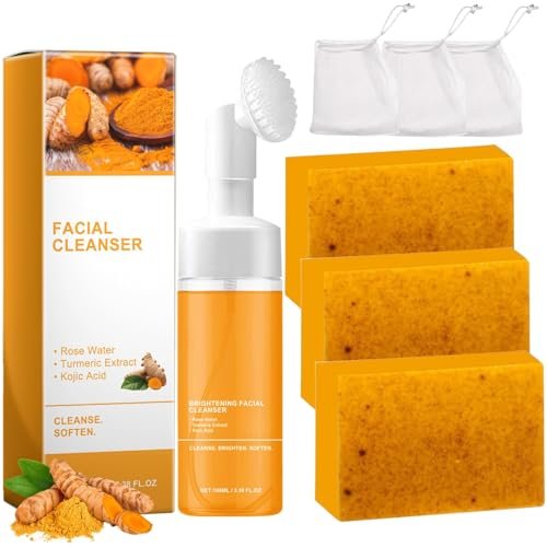 TPTAL Turmeric Wash and Care Two Piece Set – Turmeric Facial Cleanser & Turmeric Soap Bar for Deep Cleansing Face & Body Avelisse