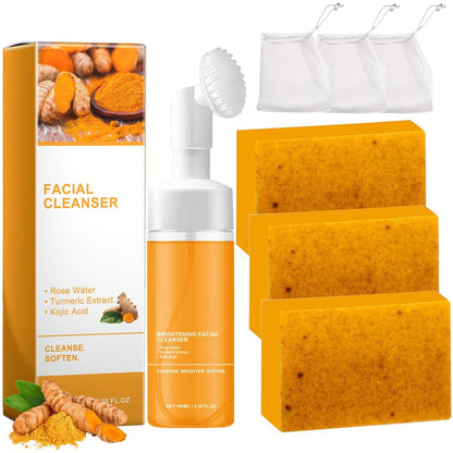 TPTAL Turmeric Wash and Care Two Piece Set – Turmeric Facial Cleanser & Turmeric Soap Bar for Deep Cleansing Face & Body Avelisse