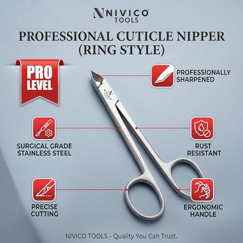 Nivico Tools Premium Cuticle Nipper – Professional Surgical Stainless Steel Cuticle Trimmer & Hangnail Clipper with Ring Handle for Manicure & Pedicure - görsel 10