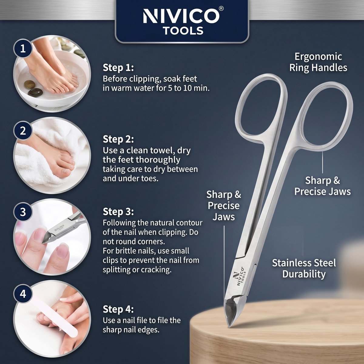 Nivico Tools Premium Cuticle Nipper – Professional Surgical Stainless Steel Cuticle Trimmer & Hangnail Clipper with Ring Handle for Manicure & Pedicure - görsel 15