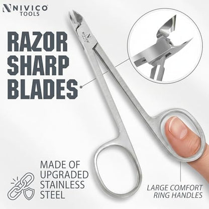 Nivico Tools Premium Cuticle Nipper – Professional Surgical Stainless Steel Cuticle Trimmer & Hangnail Clipper with Ring Handle for Manicure & Pedicure