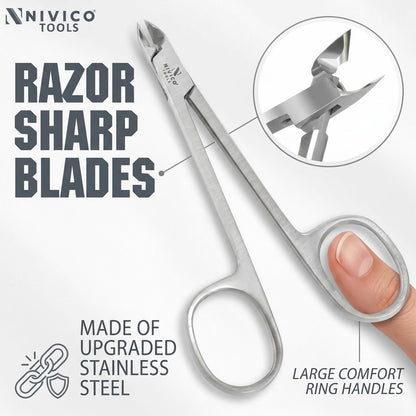 Nivico Tools Premium Cuticle Nipper – Professional Surgical Stainless Steel Cuticle Trimmer & Hangnail Clipper with Ring Handle for Manicure & Pedicure