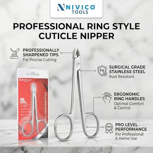 Nivico Tools Premium Cuticle Nipper – Professional Surgical Stainless Steel Cuticle Trimmer & Hangnail Clipper with Ring Handle for Manicure & Pedicure - görsel 12