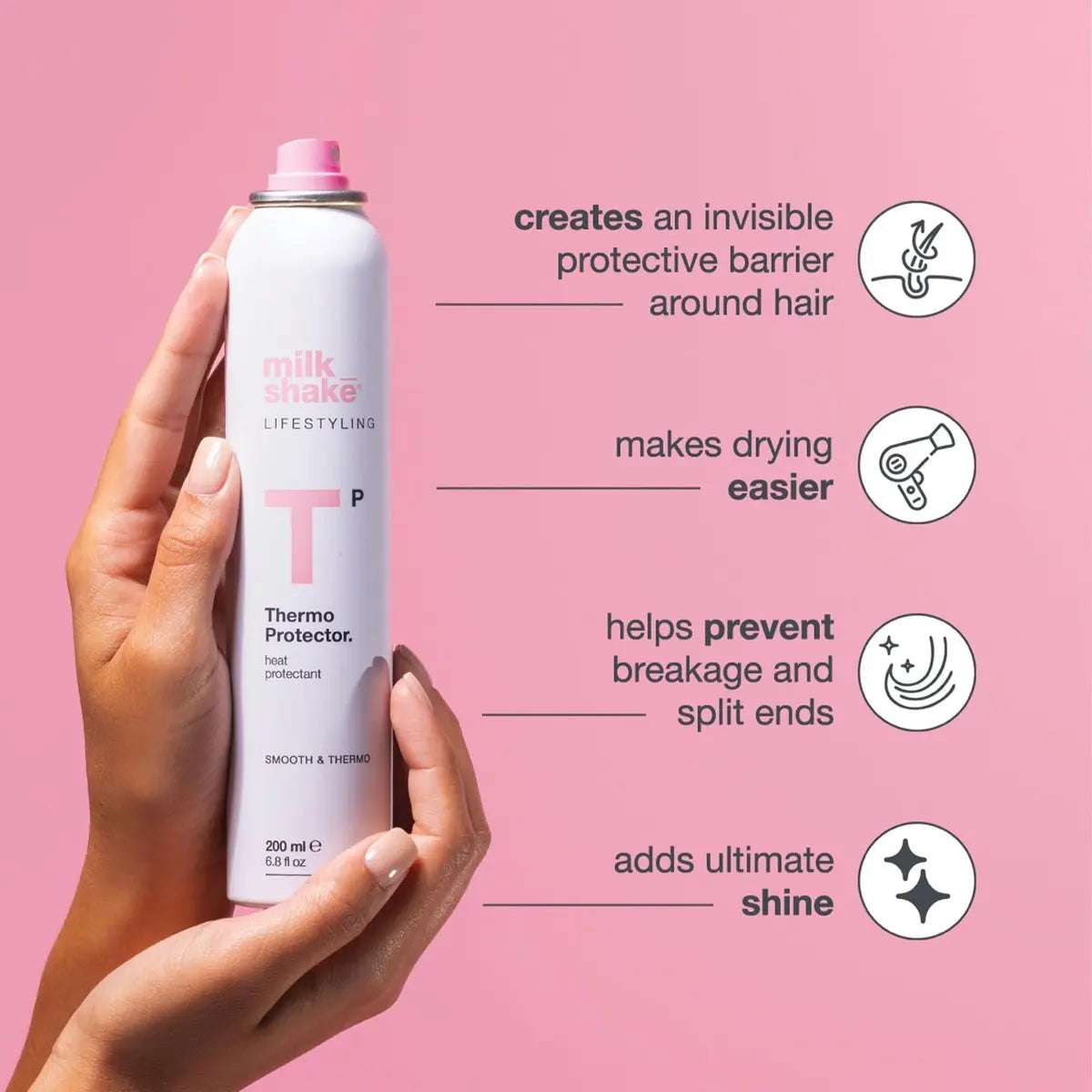 milk_shake Life Styling Thermo Protector 200 ml – Heat Protectant Spray for All Hair Types Avelisse