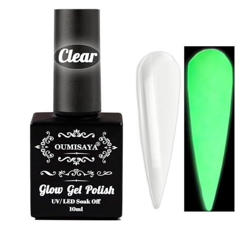 Oumisaya Glow in the Dark Clear Gel Polish 10ML - Semi-Clear Jelly Gel Polish Glow Green Color for Nail Art Design - görsel 2