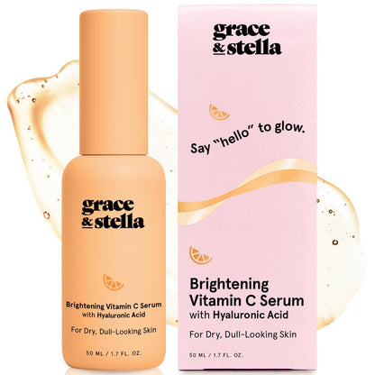 grace & stella Vitamin C Serum for Face - Brightening Serum with Hyaluronic Acid, 50ml / 1.7 fl oz, Vegan Skincare