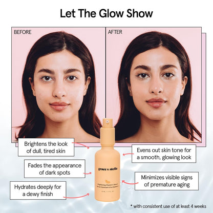 grace & stella Vitamin C Serum for Face - Brightening Serum with Hyaluronic Acid, 50ml / 1.7 fl oz, Vegan Skincare