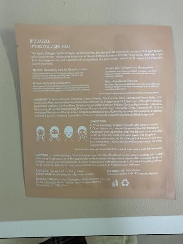 BIODAZZLE Collagen Skin Care Mask – 3 Pack (3 EA) Hydrating Face Mask for Glowing Skin - görsel 6