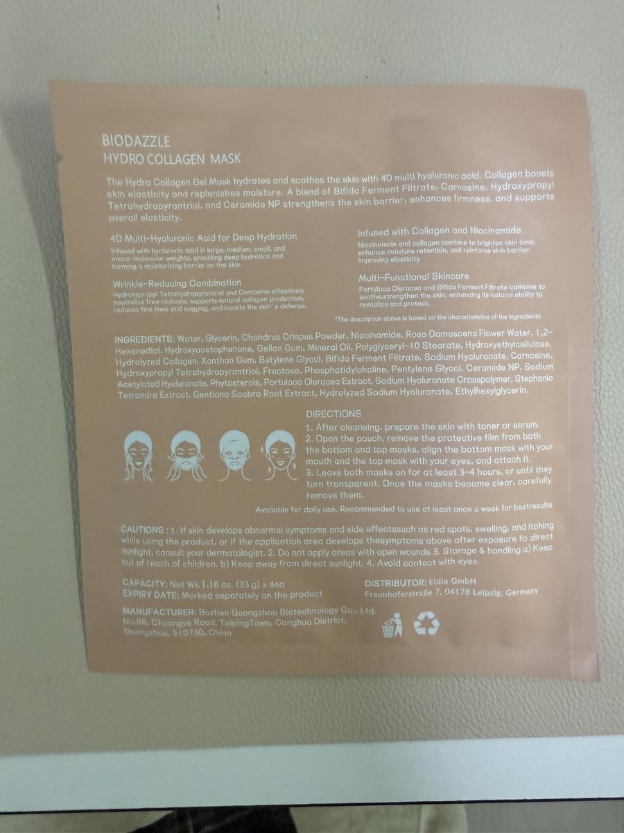 BIODAZZLE Collagen Skin Care Mask – 3 Pack (3 EA) Hydrating Face Mask for Glowing Skin - görsel 5