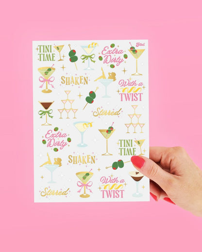 xo, Fetti Extra Dirty Martini Temporary Tattoos - 50 Gold Foil Pcs | Birthday Cocktail Accessory, Bachelorette Olive Party Favor, Cute 30th Bday Activity