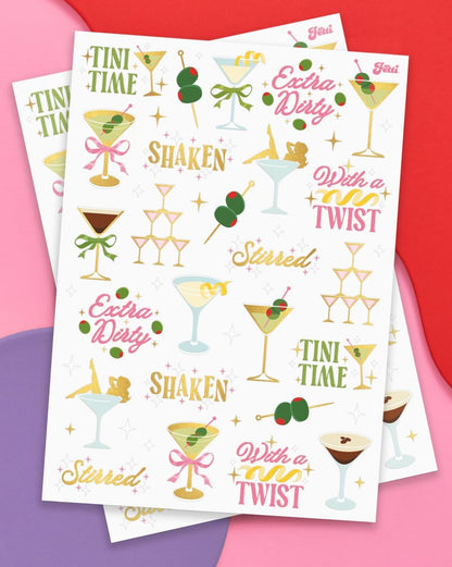 xo, Fetti Extra Dirty Martini Temporary Tattoos - 50 Gold Foil Pcs | Birthday Cocktail Accessory, Bachelorette Olive Party Favor, Cute 30th Bday Activity
