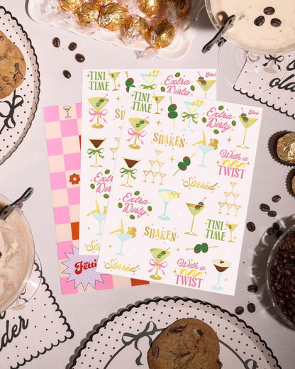 xo, Fetti Extra Dirty Martini Temporary Tattoos - 50 Gold Foil Pcs | Birthday Cocktail Accessory, Bachelorette Olive Party Favor, Cute 30th Bday Activity