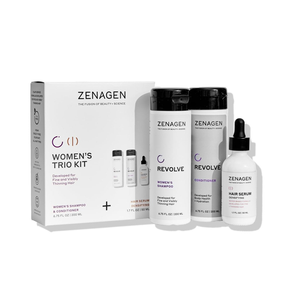 ZENAGEN Revolve Women's Trio Kit - Shampoo, Conditioner & Densifying Treatment for Fine, Visibly Thinning Hair Avelisse