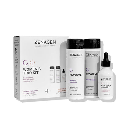 ZENAGEN Revolve Women's Trio Kit - Shampoo, Conditioner & Densifying Treatment for Fine, Visibly Thinning Hair Avelisse