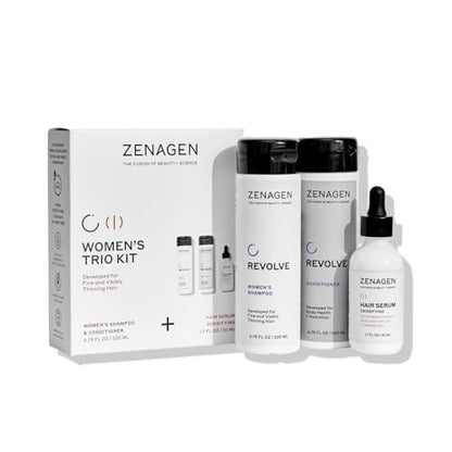 ZENAGEN Revolve Women's Trio Kit - Shampoo, Conditioner & Densifying Treatment for Fine, Visibly Thinning Hair Avelisse