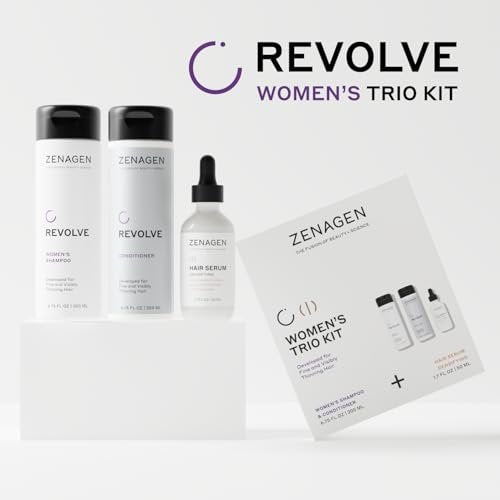 ZENAGEN Revolve Women's Trio Kit - Shampoo, Conditioner & Densifying Treatment for Fine, Visibly Thinning Hair Avelisse