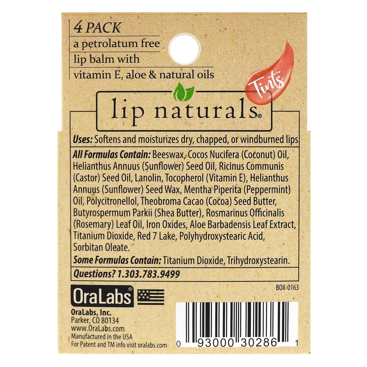 Lip Naturals Tinted Lip Balm 4 Pack - Assorted Colors with Beeswax, Coconut Oil, Vitamin E, and Aloe - Moisturizing Mint Flavored Lip Care - görsel 9