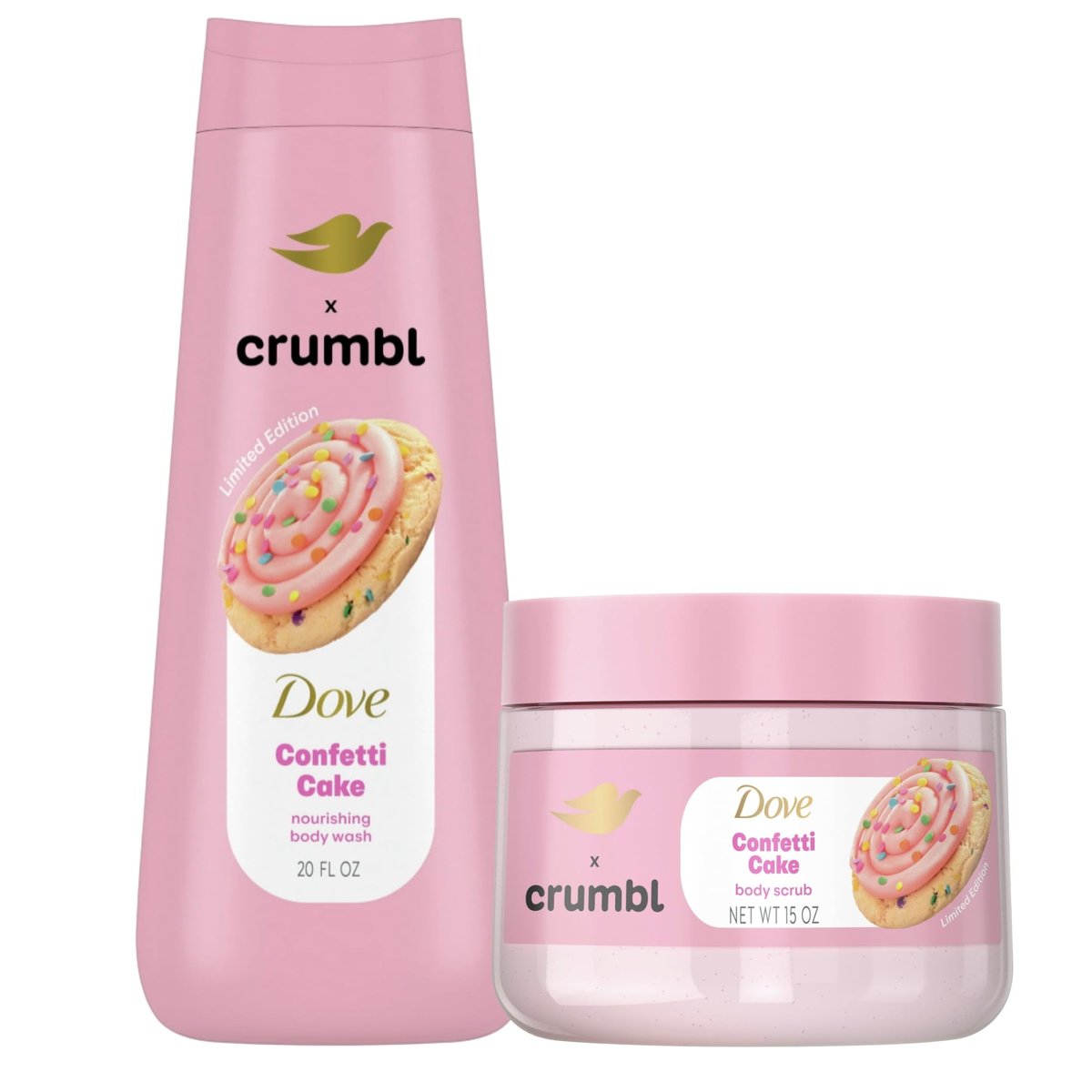 Dove Moisturizing Body Wash & Scrub Limited Edition Confetti Cake Scent - 20oz Wash + 15oz Scrub Avelisse