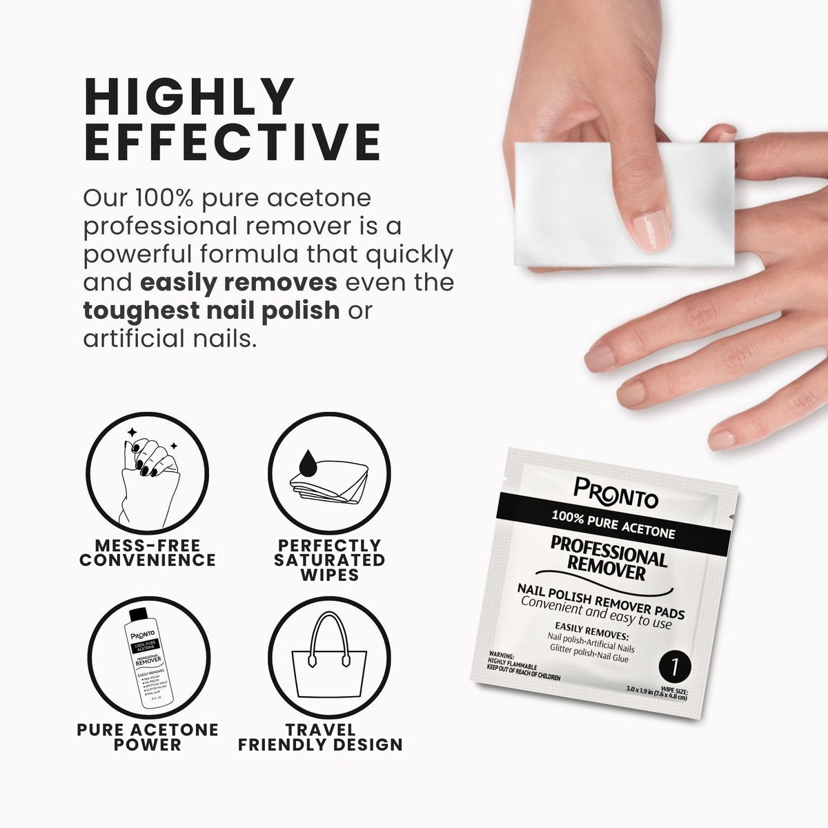 Pronto Nail Polish Remover Pads – 10 Individually Wrapped Pure Acetone Wipes for Salon & Home Use - görsel 9