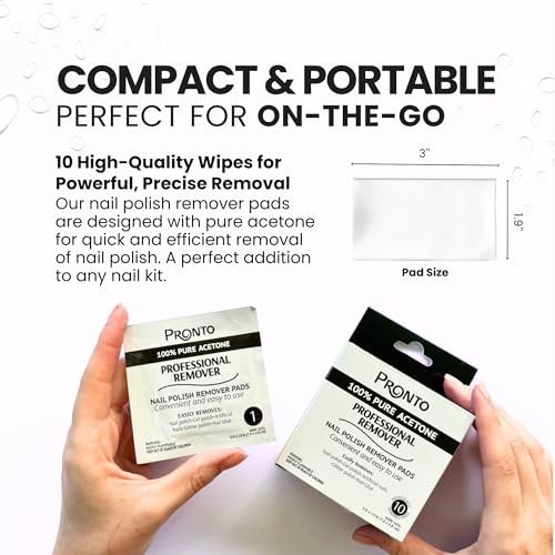 Pronto Nail Polish Remover Pads – 10 Individually Wrapped Pure Acetone Wipes for Salon & Home Use - görsel 6