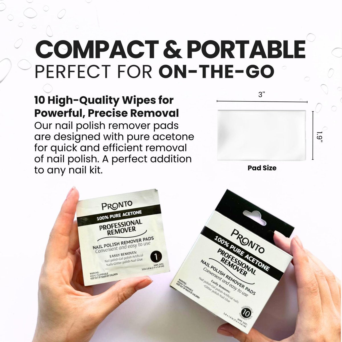 Pronto Nail Polish Remover Pads – 10 Individually Wrapped Pure Acetone Wipes for Salon & Home Use - görsel 5