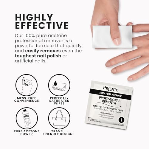 Pronto Nail Polish Remover Pads – 10 Individually Wrapped Pure Acetone Wipes for Salon & Home Use - görsel 10