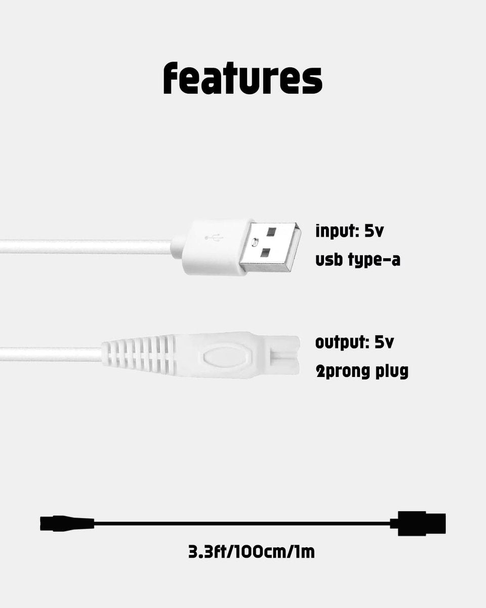 uijino 5V Charger Compatible with Akunbem Women Electric Shaver - USB Charging Cable with Cleaning Brush (3.3ft) - görsel 7