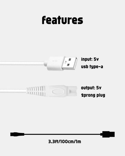 uijino 5V Charger Compatible with Akunbem Women Electric Shaver - USB Charging Cable with Cleaning Brush (3.3ft)