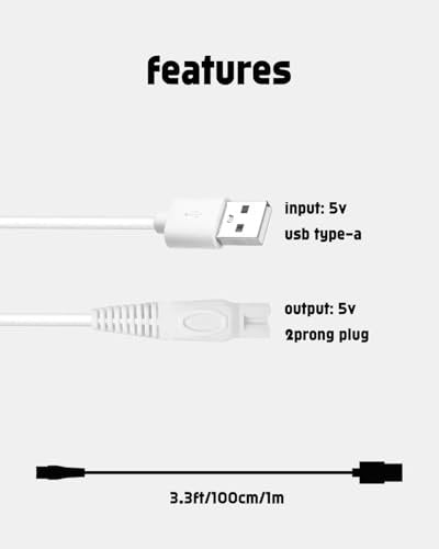 uijino 5V Charger Compatible with Akunbem Women Electric Shaver - USB Charging Cable with Cleaning Brush (3.3ft) - görsel 8