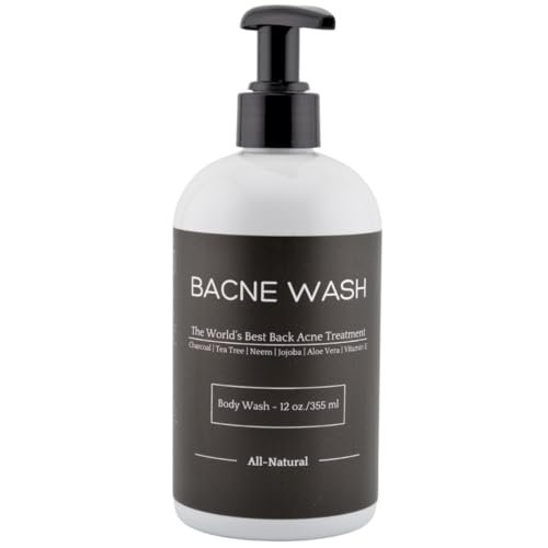 Bacne Wash: All Natural Back Acne Cleanser with Charcoal, Jojoba Oil, Tea Tree Oil, Neem Oil, Aloe Vera, Colloidal Oatmeal, and Vitamin E - Body Acne Wash for All Skin Types Avelisse
