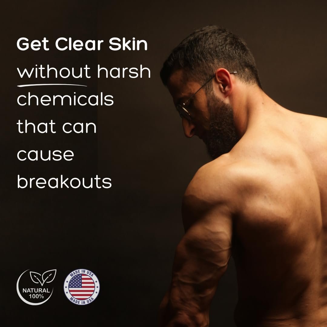 Bacne Wash: All Natural Back Acne Cleanser with Charcoal, Jojoba Oil, Tea Tree Oil, Neem Oil, Aloe Vera, Colloidal Oatmeal, and Vitamin E - Body Acne Wash for All Skin Types Avelisse