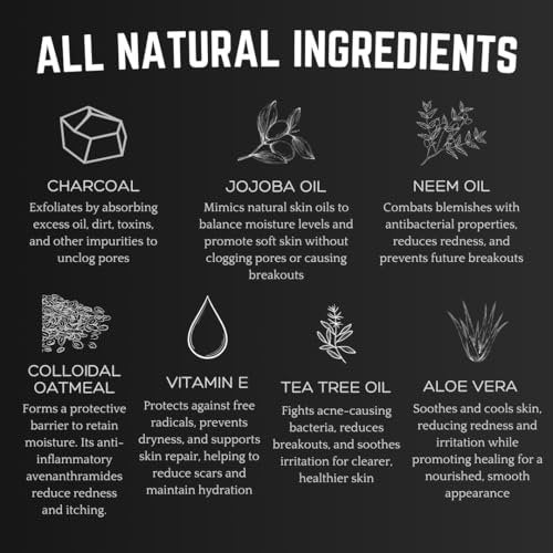 Bacne Wash: All Natural Back Acne Cleanser with Charcoal, Jojoba Oil, Tea Tree Oil, Neem Oil, Aloe Vera, Colloidal Oatmeal, and Vitamin E - Body Acne Wash for All Skin Types Avelisse