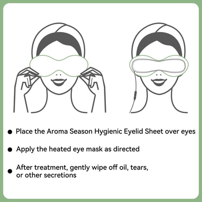 Aroma Season 100% Natural Cotton Hygienic Eyelid Sheets – 50 Individually Wrapped, Untreated Sheets for Use with Heated Eye Mask Avelisse