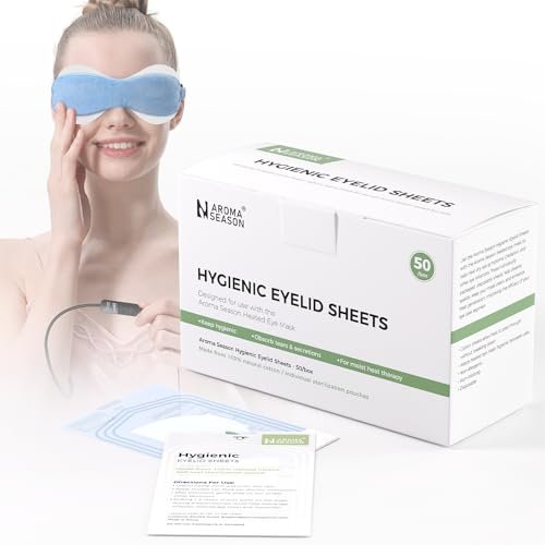Aroma Season 100% Natural Cotton Hygienic Eyelid Sheets – 50 Individually Wrapped, Untreated Sheets for Use with Heated Eye Mask Avelisse