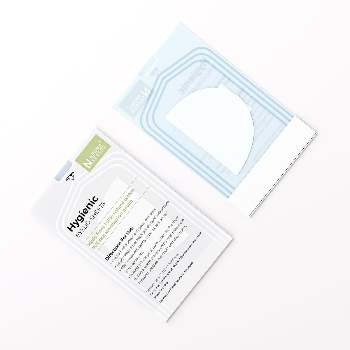 Aroma Season 100% Natural Cotton Hygienic Eyelid Sheets – 50 Individually Wrapped, Untreated Sheets for Use with Heated Eye Mask Avelisse