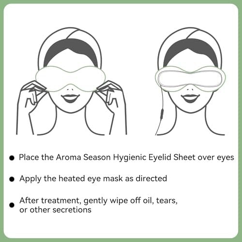 Aroma Season 100% Natural Cotton Hygienic Eyelid Sheets – 50 Individually Wrapped, Untreated Sheets for Use with Heated Eye Mask Avelisse