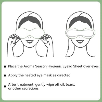 Aroma Season 100% Natural Cotton Hygienic Eyelid Sheets – 50 Individually Wrapped, Untreated Sheets for Use with Heated Eye Mask Avelisse