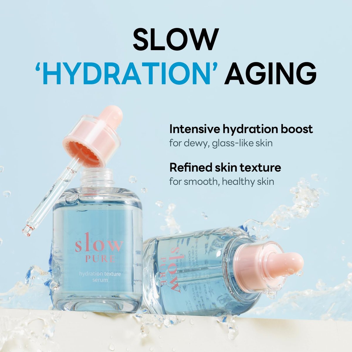 slowPURE Hydration Texture Serum - 80% Birch Sap, 7-Layer Hyaluronic Acid & Ectoin, Slow-Aging Korean Skin Care Watery Serum for Deep Hydration and Smooth Texture, 1.69 fl.oz - görsel 3
