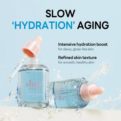 slowPURE Hydration Texture Serum - 80% Birch Sap, 7-Layer Hyaluronic Acid & Ectoin, Slow-Aging Korean Skin Care Watery Serum for Deep Hydration and Smooth Texture, 1.69 fl.oz